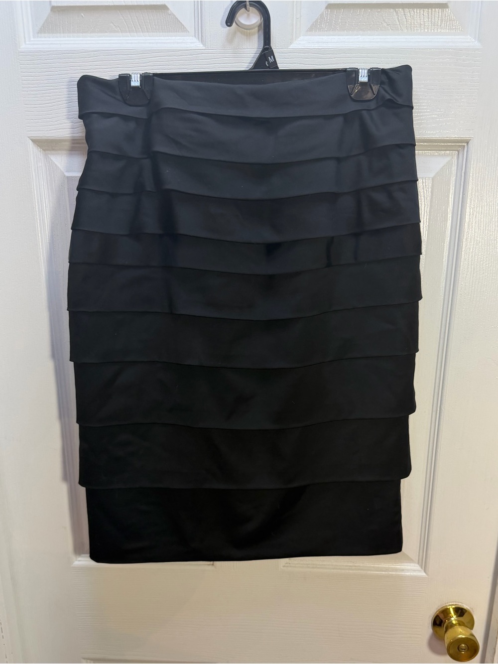 Veronika Maine Black Tiered Pencil Skirt